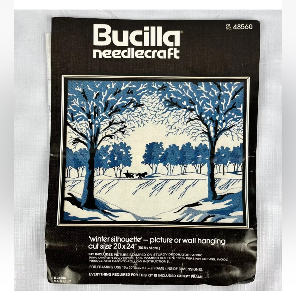 Bucilla ‘Winter Silhouette’ 48560 Needle Craft Kit, NOS, 16x20”,Embroidery Sew